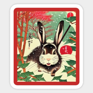 Winter Black and White Jersey Wooly Rabbit Bunny with Cute Eyes Sticker